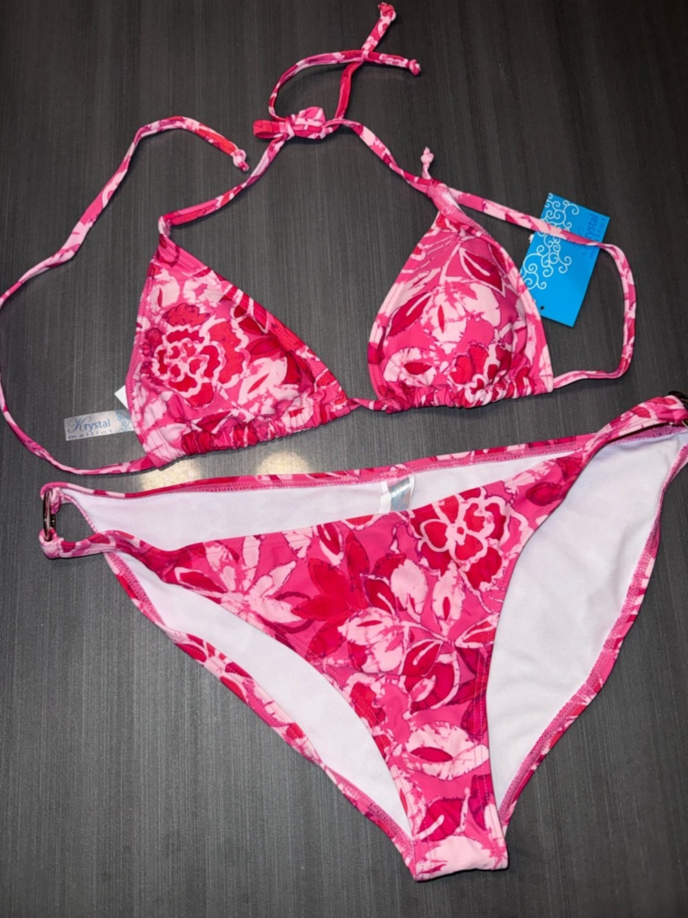 Pink Floral Triangle Bikini Set